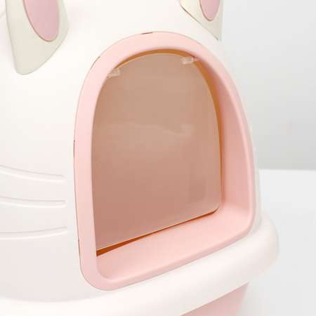 Туалет-домик Пижон с большим выдвижным поддоном 50 х 40 х 41 см розовый