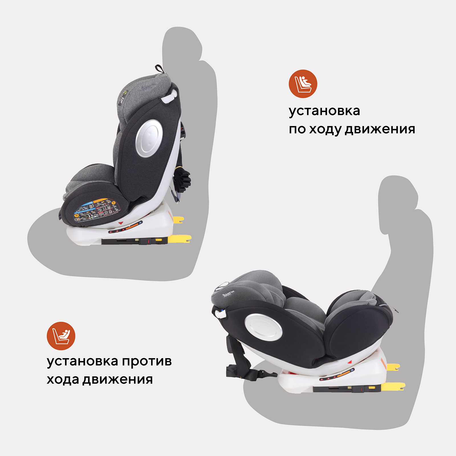 Автокресло Rant Basic Twist isofix Grey группа 0+-1-2-3 0-36 кг - фото 4