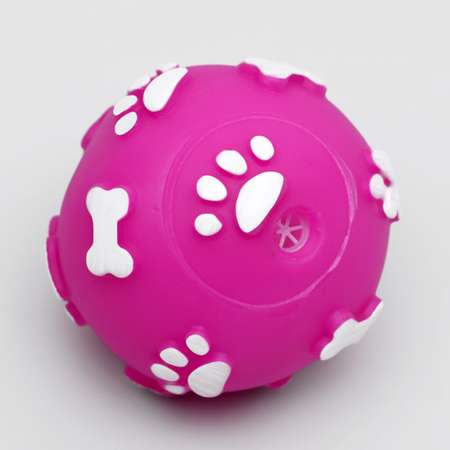 Игрушка для собак Пижон Мячик с пищалкой «Лапки» 5.5 см фиолетовый