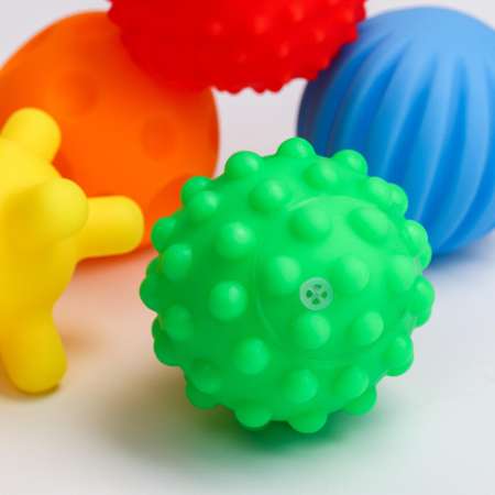 Игрушки для ванной Крошка Я Подарочный набор развивающих массажных мячиков Машинка 5 шт