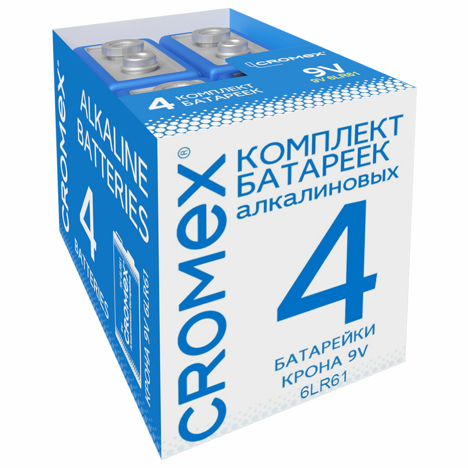 Батарейки алкалиновые CROMEX крона 9v набор 4 штуки - фото 2