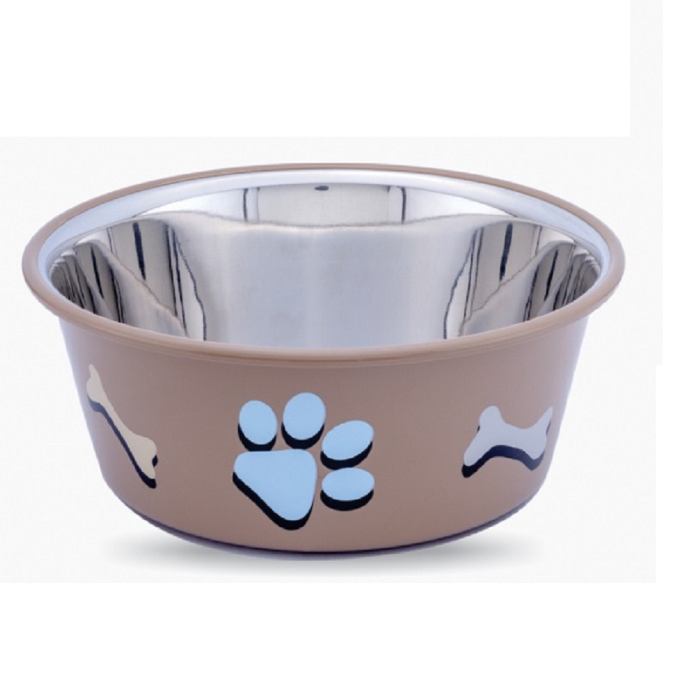 Миска Metal star Lilli Pet Paw and bone для животных 850 мл коричневая - фото 1