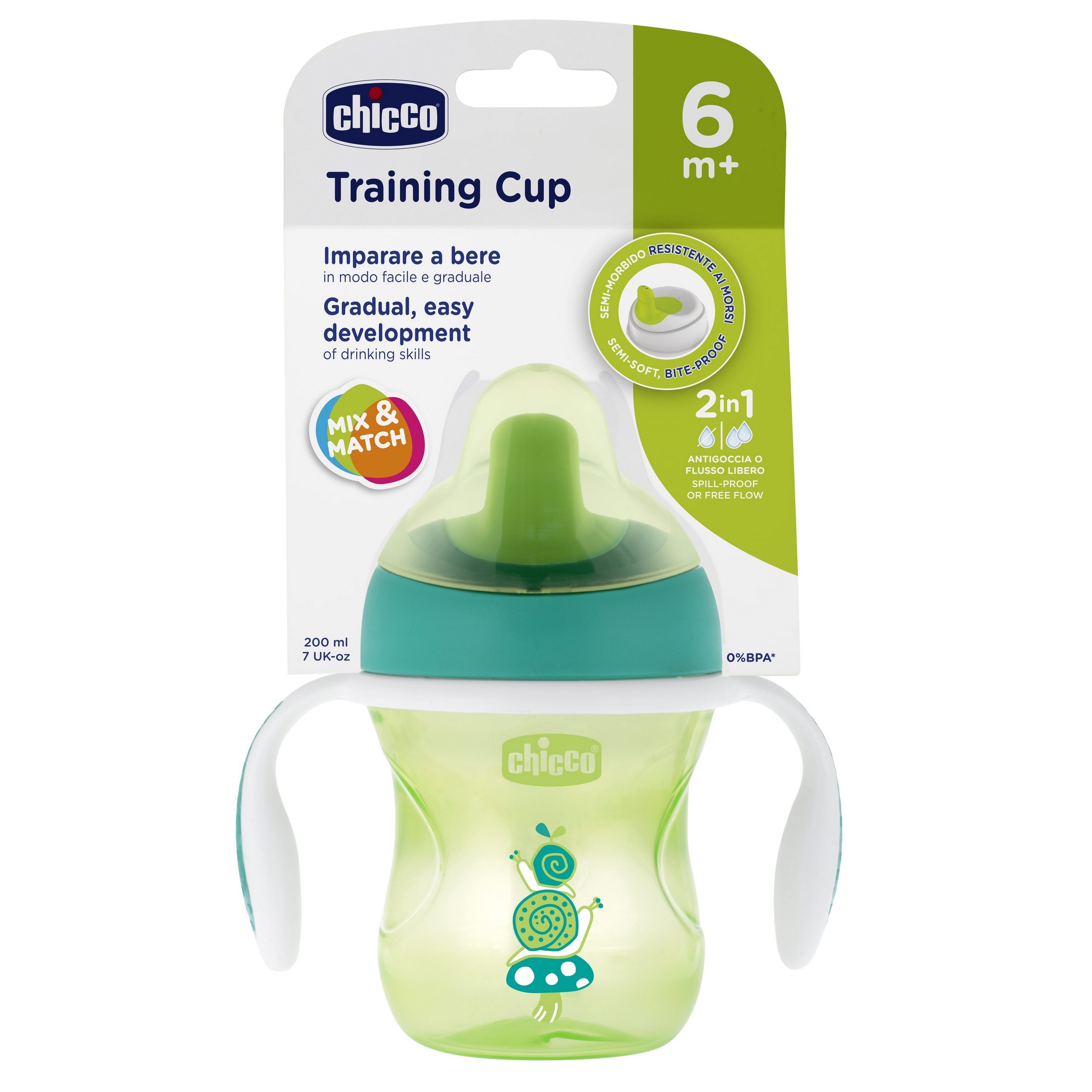 Чашка-поильник Chicco Training Cup 200 мл с 6 месяцев Зеленый - фото 6