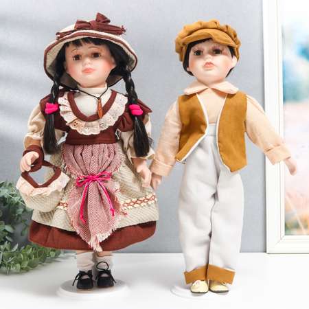 Кукла коллекционная Зимнее волшебство парочка «Нина и Олег терракотовые наряды» набор 2 шт 40 см