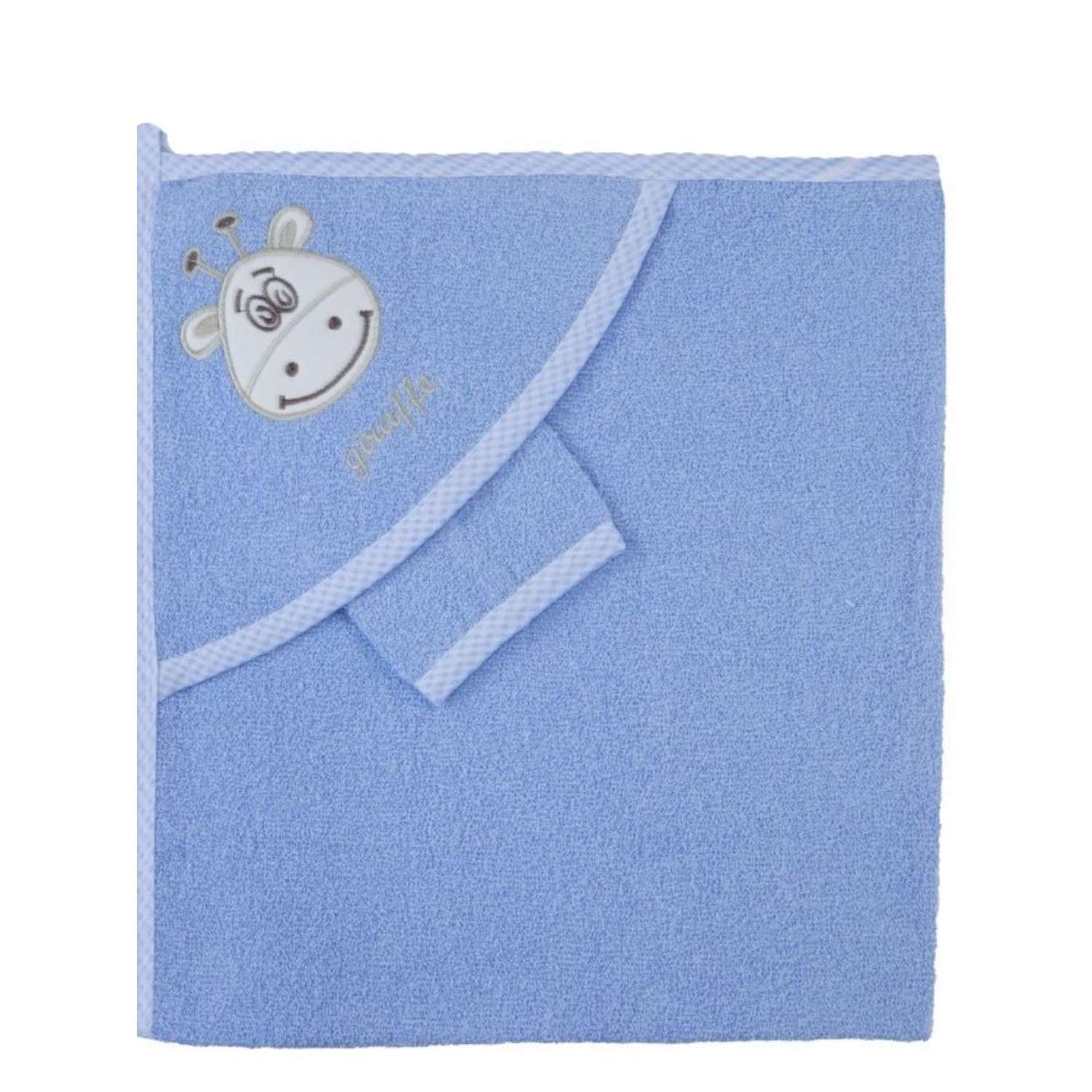 Набор для купания малыша M-BABY махровое полотенце с уголком и рукавичка 100% хлопок - фото 1