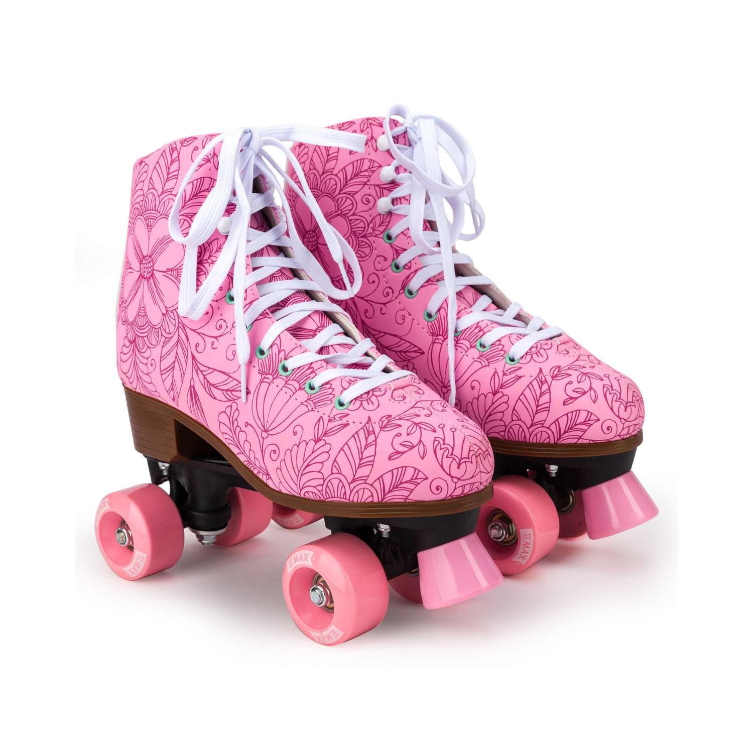 Роликовые коньки SXRide Roller skate YXSKT04PNFL38 цвет розовые с цветочками размер 38 - фото 1