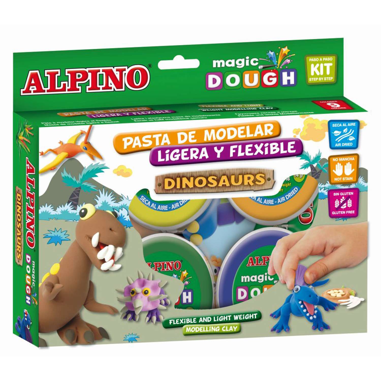 Набор пасты для лепки ALPINO Волшебное тесто (Динозавры) 240 гр 6 цв. - фото 1