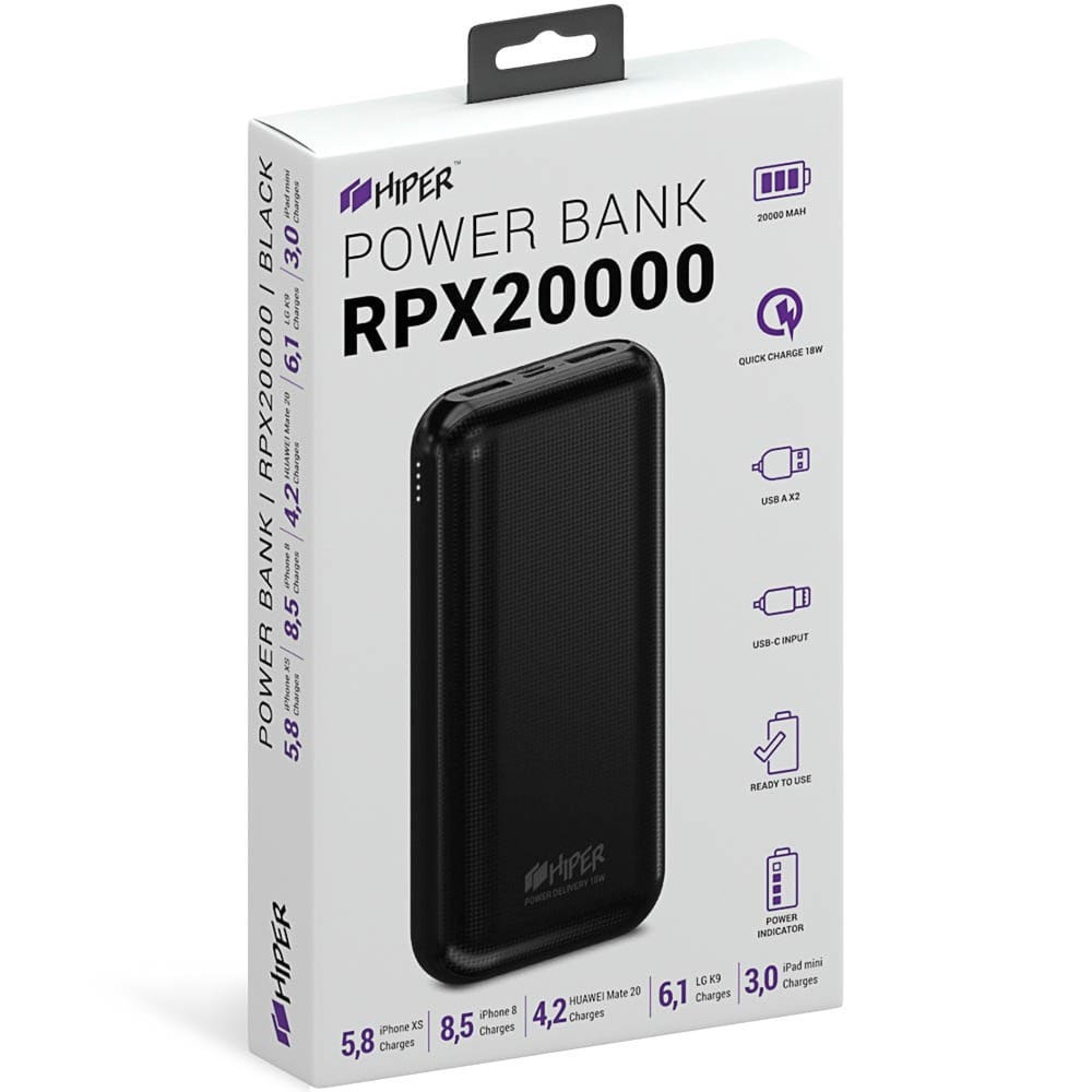 Внешний аккумулятор Hiper RPX20000 Black 20000mAh - фото 4