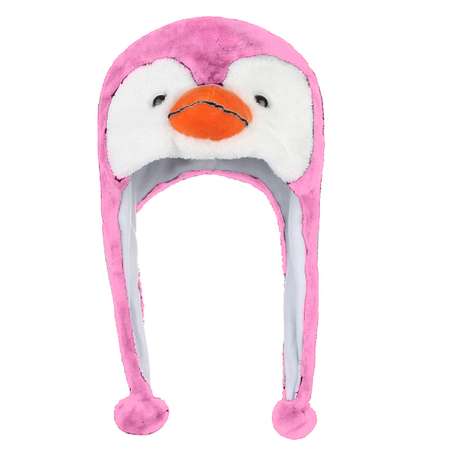 Шапка Uniglodis С подвижными ушками Пингвин розовая