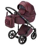 Коляска 3в1 BeBe-mobile Marconi 50% кожа BE27 Бордовый Len+Бордовая кожа