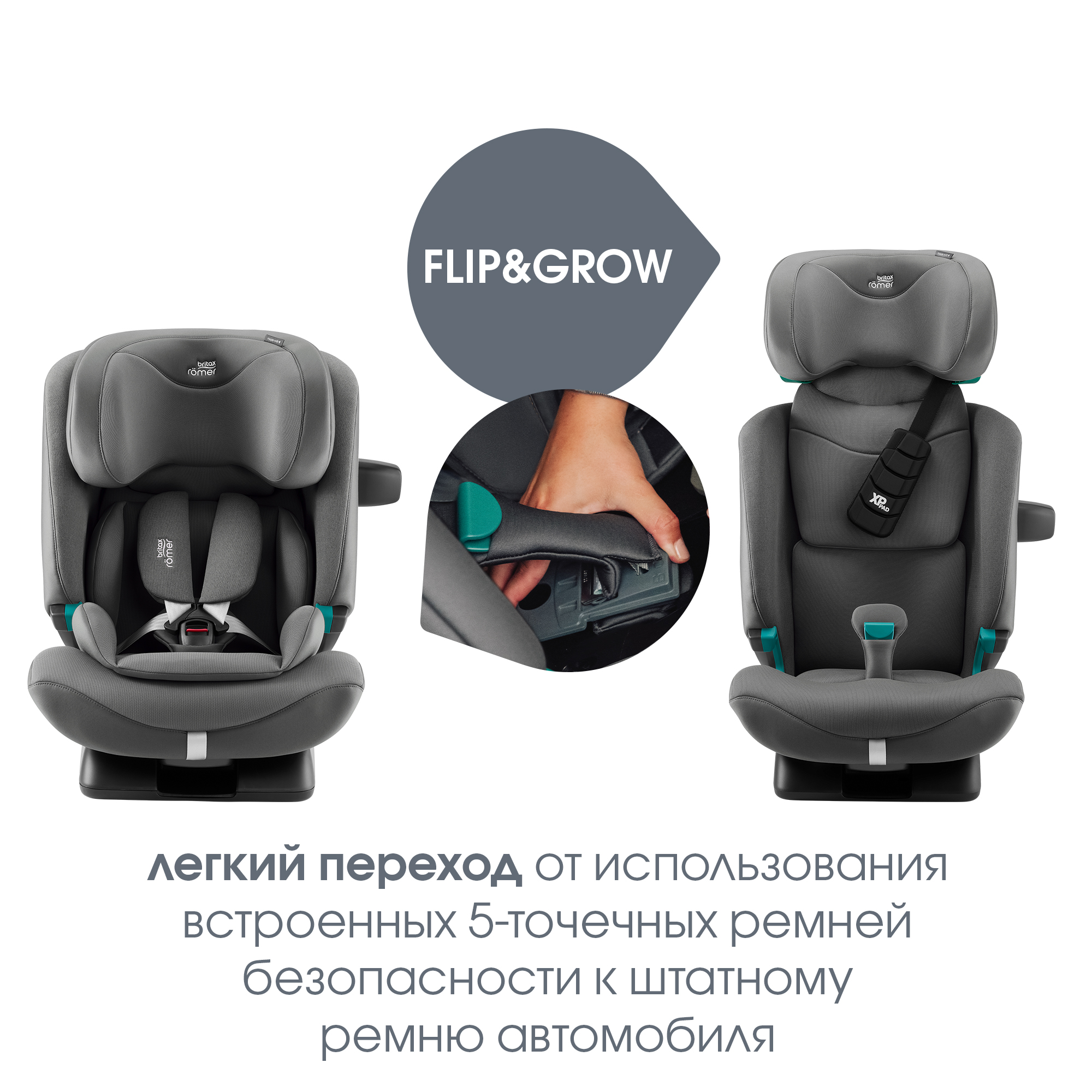 Детское автокресло Britax Roemer Advansafix Pro Style Mineral Grey с 15 месяцев до 12 лет рост 76 - 150 см - фото 12