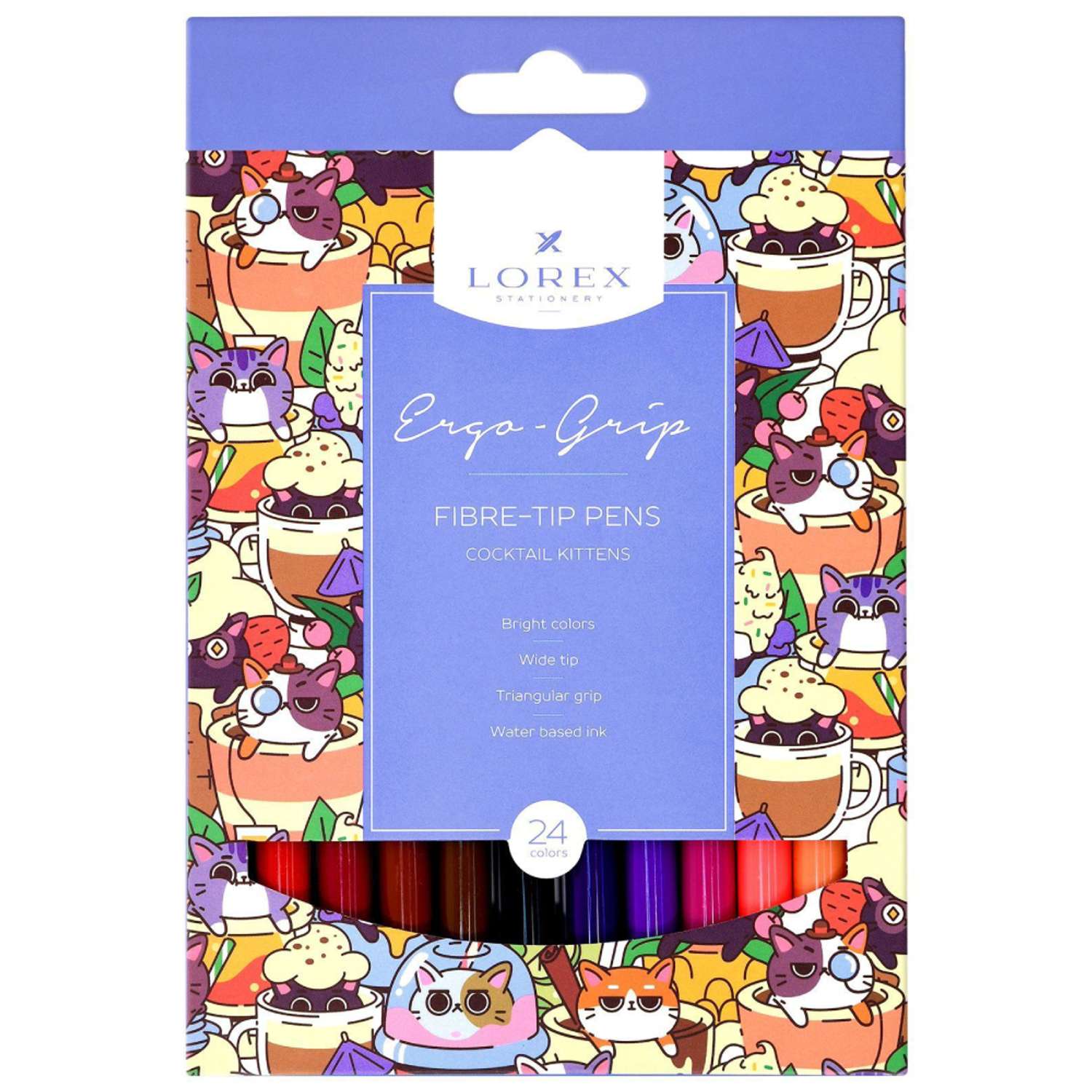 Фломастеры Lorex Stationery для рисования Cocktail kittens 24 цвета трехгранные - фото 1