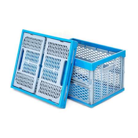 Ящик для игрушек Пеликан складной перфорированный сине-серый