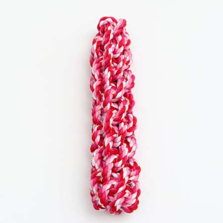 Игрушка Пижон канатная плетеная до 100 г до 20 см розовая/красная/белая