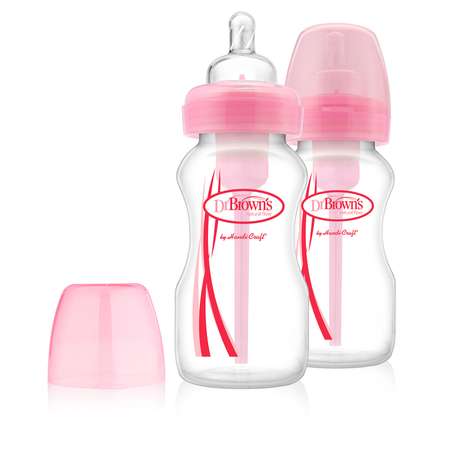 Набор бутылочек Dr Brown's антиколиковых с широким горлышком 2шт 270мл Розовый WB92305