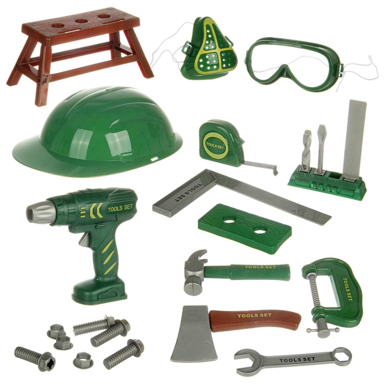 Набор инструментов Veld Co шуруповерт каска очки респиратор 28 предметов - фото 1