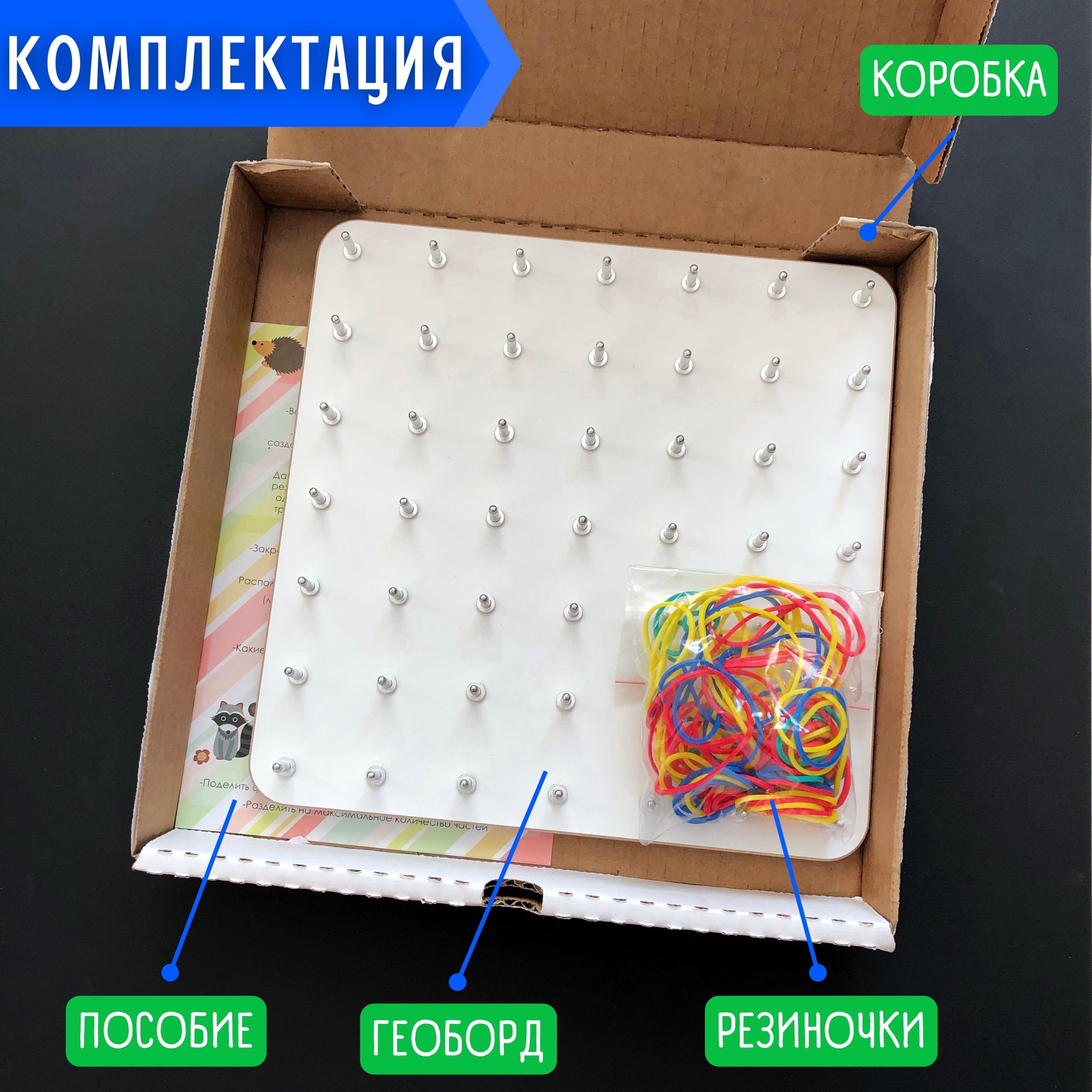 Развивающие игрушки Progress Board геоборд с резинками деревянный геометрик нейротренажер - фото 6