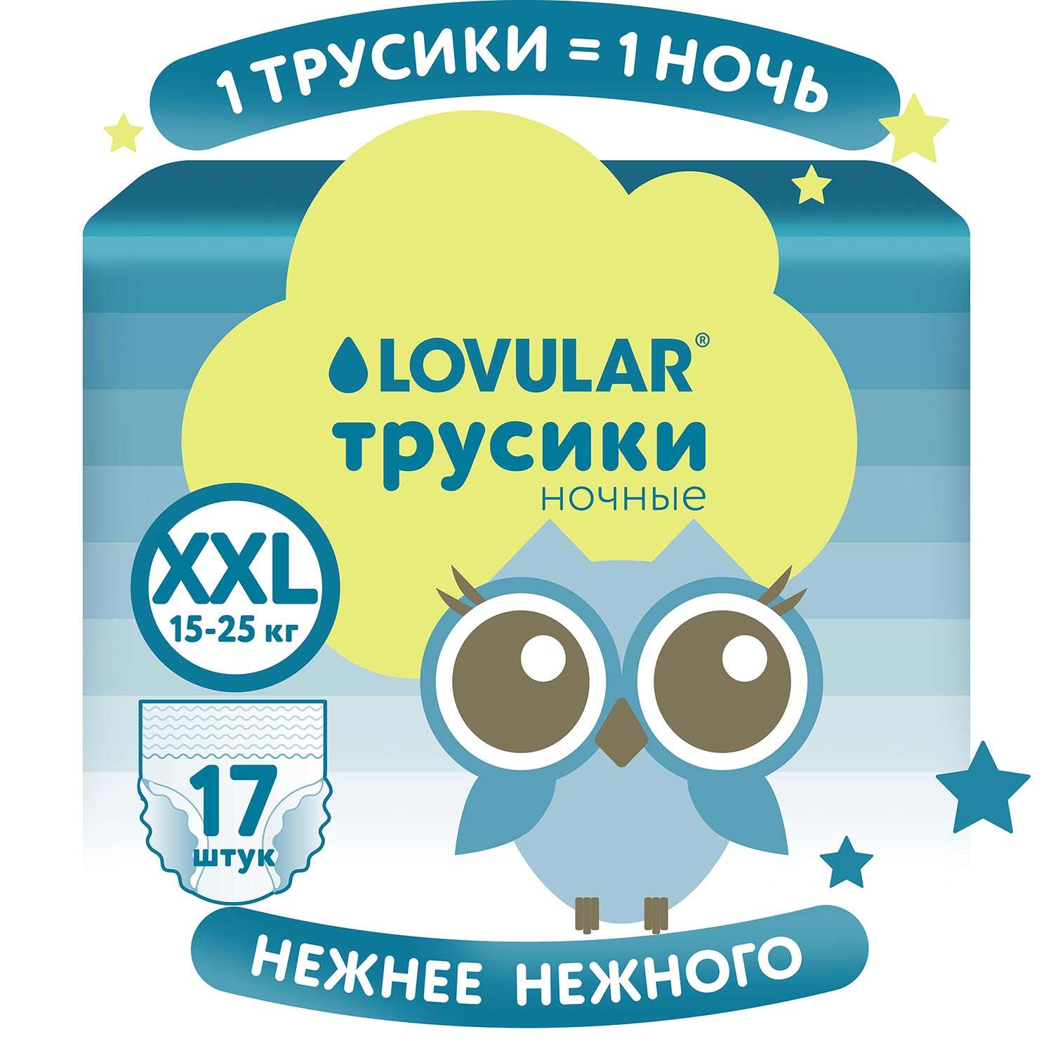 Трусики LOVULAR Night ночные XXL (15-25кг) 17 шт. - фото 1