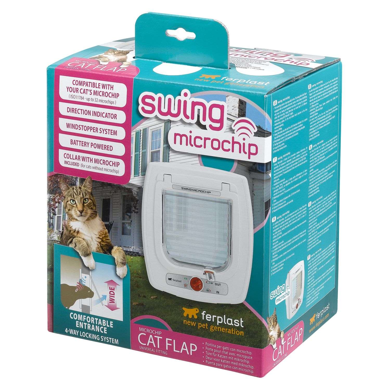 Дверь для кошек Ferplast Swing microchip с определителем микрочипа Коричневая - фото 2