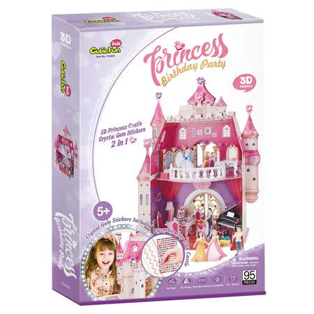 Пазл 3D CubicFun День Рождения Принцессы с наклейками и стразами 95 деталей