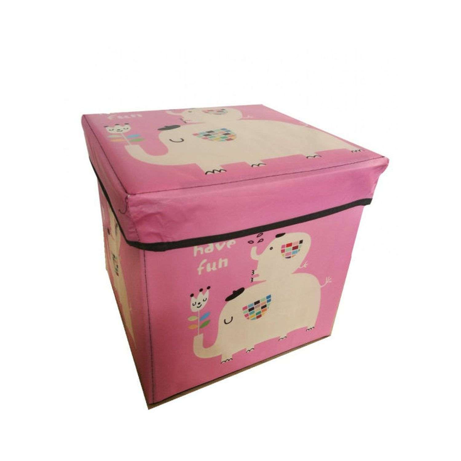 Пуф-короб для хранения Keyprods Розовый слоники - фото 1