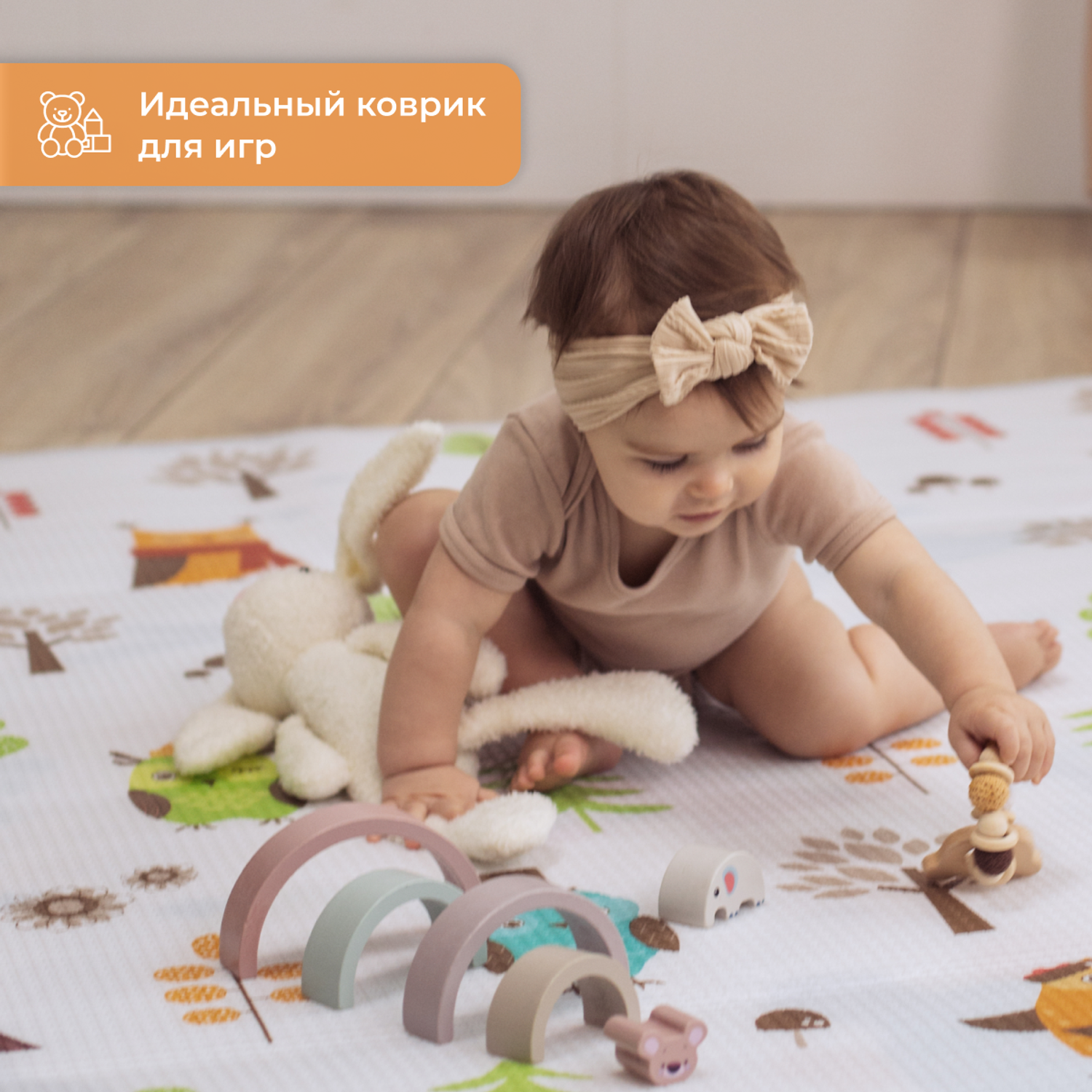 Развивающий коврик детский Mamagoods для ползания складной двусторонний игровой 145 x 180 см - фото 10