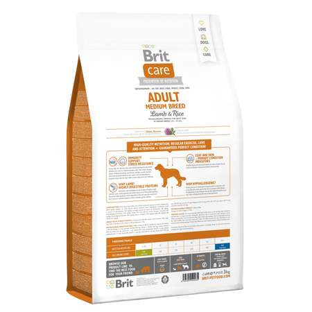 Корм для собак Brit 3кг Care для средних пород с ягненком рисом