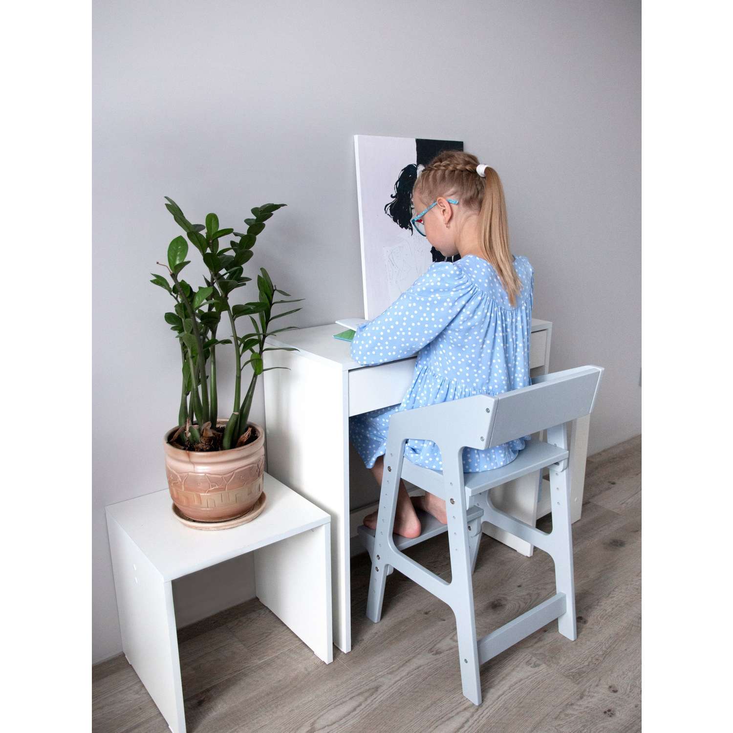 Растущий стул для детей Alubalu серый - фото 12