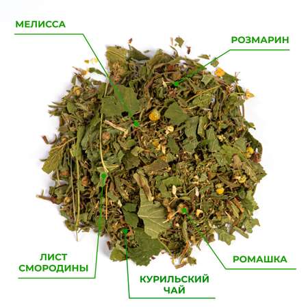 Напиток чайный Предгорья Белухи Курильский чай с листом смородины мелиссой розмарином ромашкой 40 гр