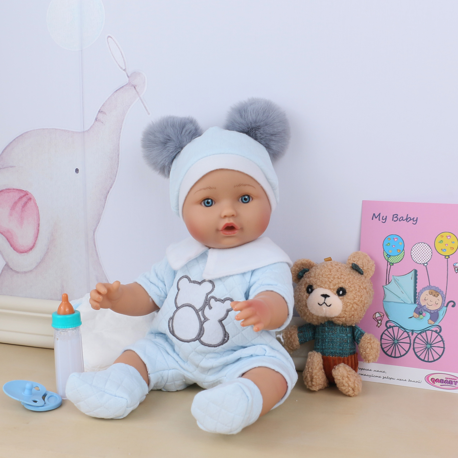 Кукла Реборн QA BABY Зара пупс набор игрушки для ванны для девочек 35 см 3502 - фото 8