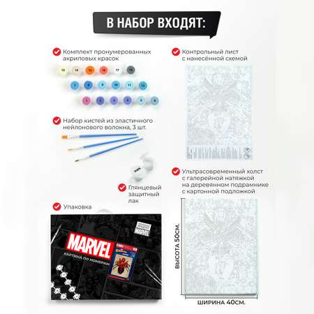 Набор для рисования MARVEL картина по номерам 40*50 на холсте Железный человек 2