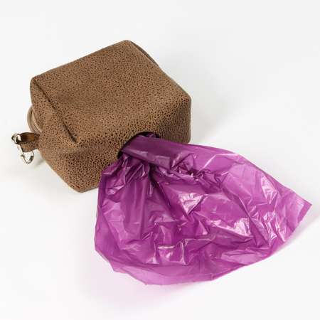 Набор для уборки за собаками Пижон сумка и пакеты 18х28 см 20 шт коричневый-фиолетовый