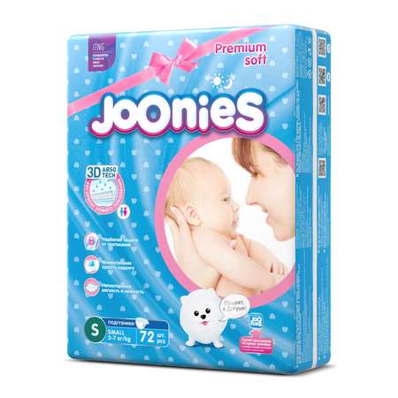 Подгузники Joonies S 3-7кг 72шт