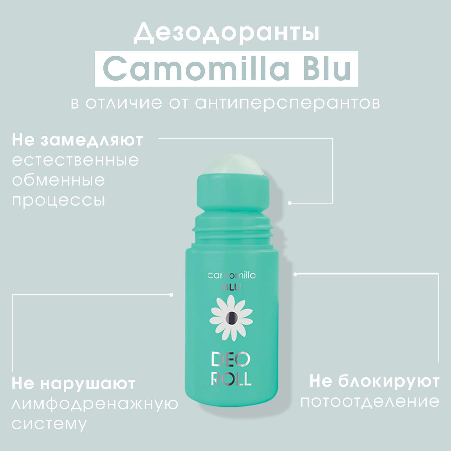 Дезодорант для тела Camomilla BLU увлажняющий для чувствительной кожи Deo Roll moisturizing action deodorant 50 мл - фото 6