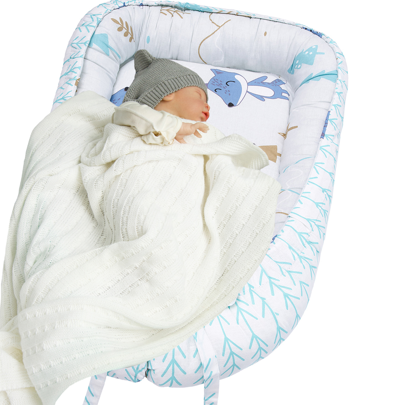 Матрас кокон-гнездо Amarobaby Twinkle Star Серый волк ABDM-61LB-VL - фото 6