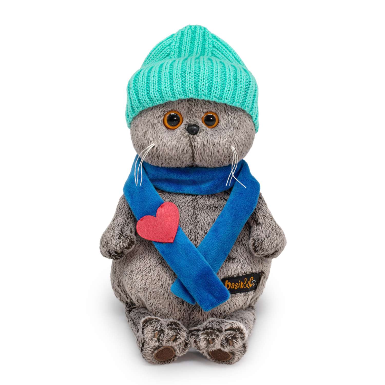 Мягкая игрушка BUDI BASA Басик в шапке и шарфе с сердечком 19 см Ks19-250 - фото 1