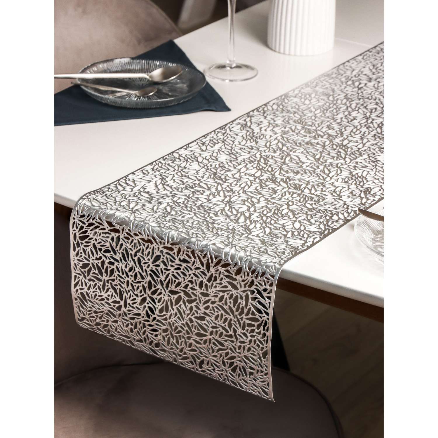 Дорожка Доляна на стол «Манифик» 30×150 см цвет серебряный - фото 7