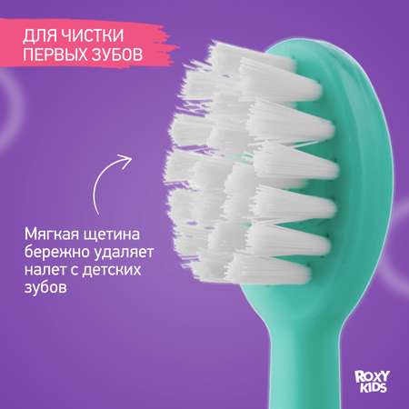 Зубная детская щетка ROXY-KIDS с ограничителем цвет бирюзовый 2 шт