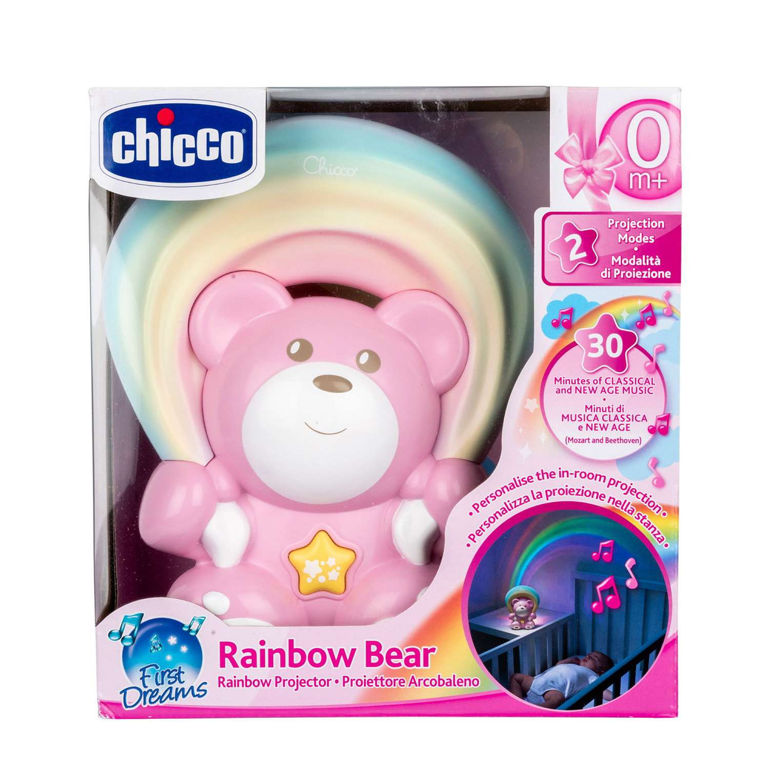 Проектор CHICCO Радужный ночник Мишка розовый - фото 7