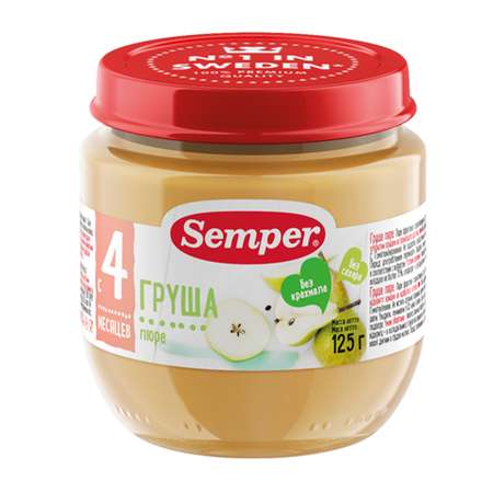 Пюре Semper груша 125г с 4месяцев