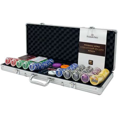 Покерный набор HitToy Nuts 500 фишек с номиналом в чемодане