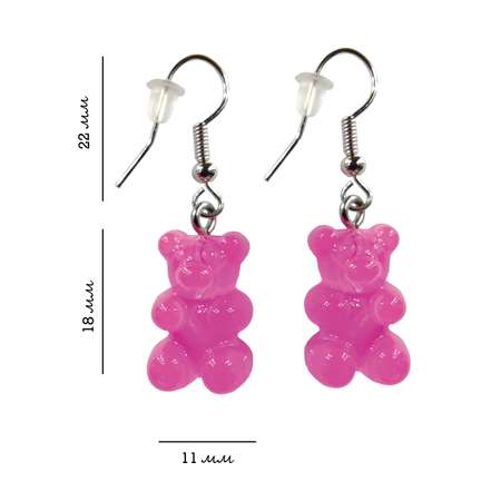 Серьги мармеладные мишки Fibo Fashion Pink