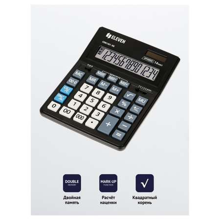 Калькулятор Eleven Business Line CDB1401-BK 14 разрядов двойное питание 155*205*35мм черный
