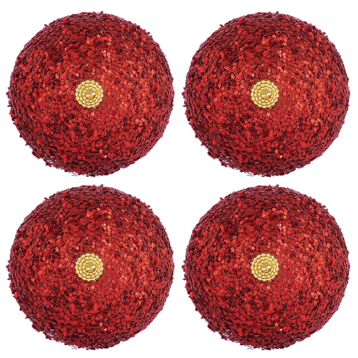 Набор новогодних шаров Elan Gallery 9.5х9.5 см Блестки красный - фото 4