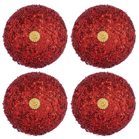 Набор новогодних шаров Elan Gallery 9.5х9.5 см Блестки красный
