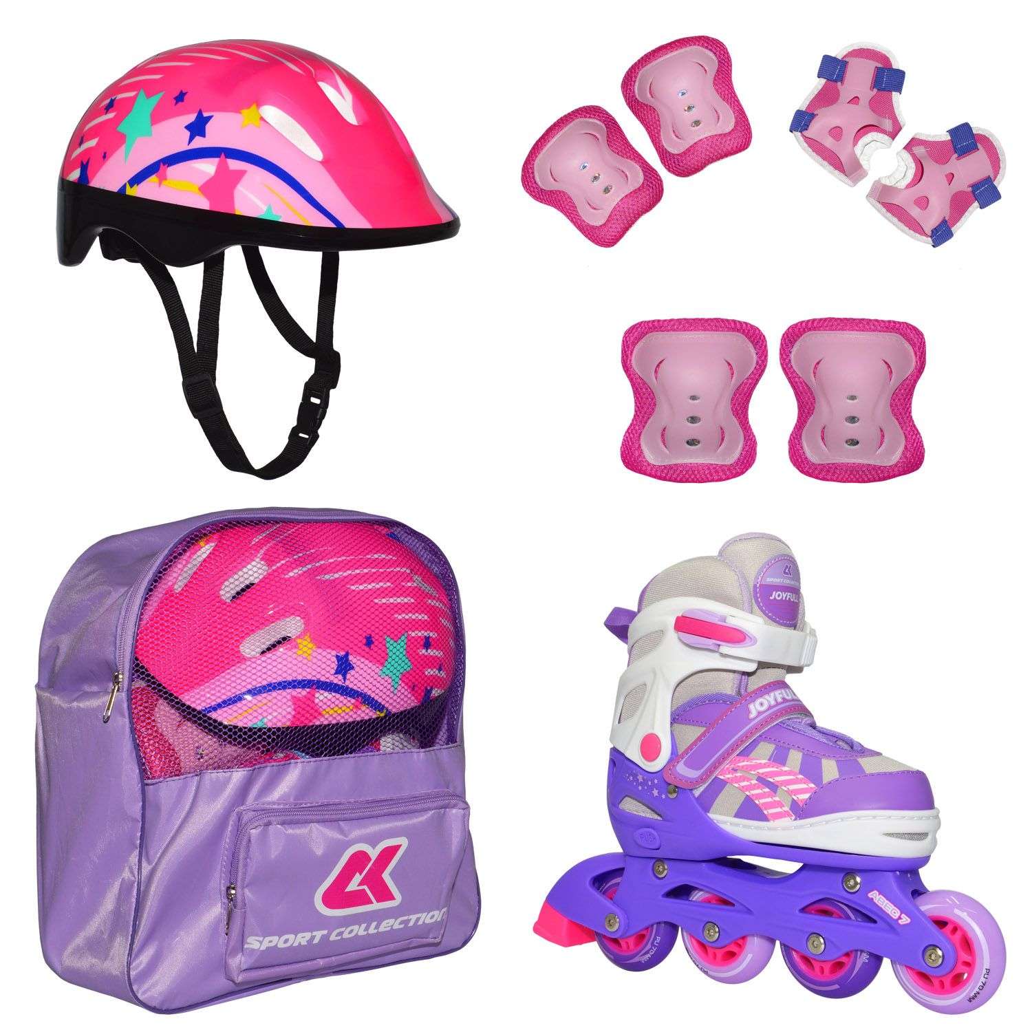 Роликовый комплект Sport Collection в сумке SET JOYFULL Violet ролики р. 33-36 Шлем 50-56 Защита S/M - фото 1