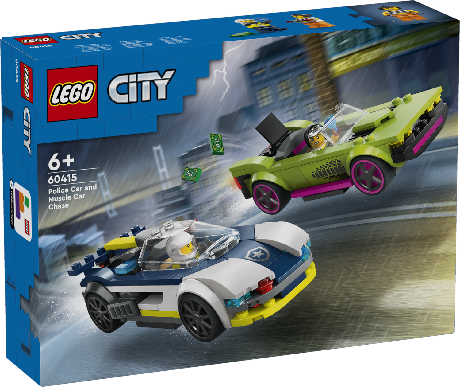 Конструктор LEGO City Погоня на полицейской машине и Маслкаре 60415