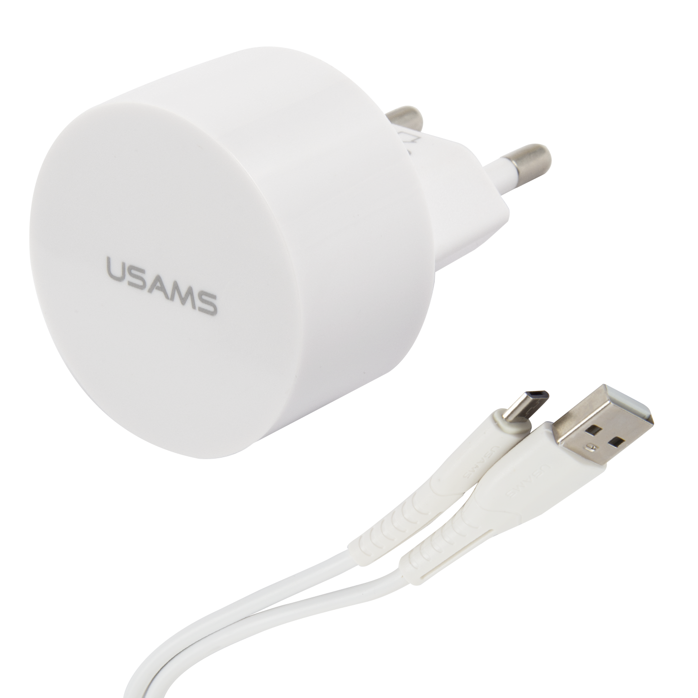 Сетевое ЗУ USAMS Модель Send-Tu Series Set 2 USB белый в комплекте кабель Micro USB U35 - фото 2