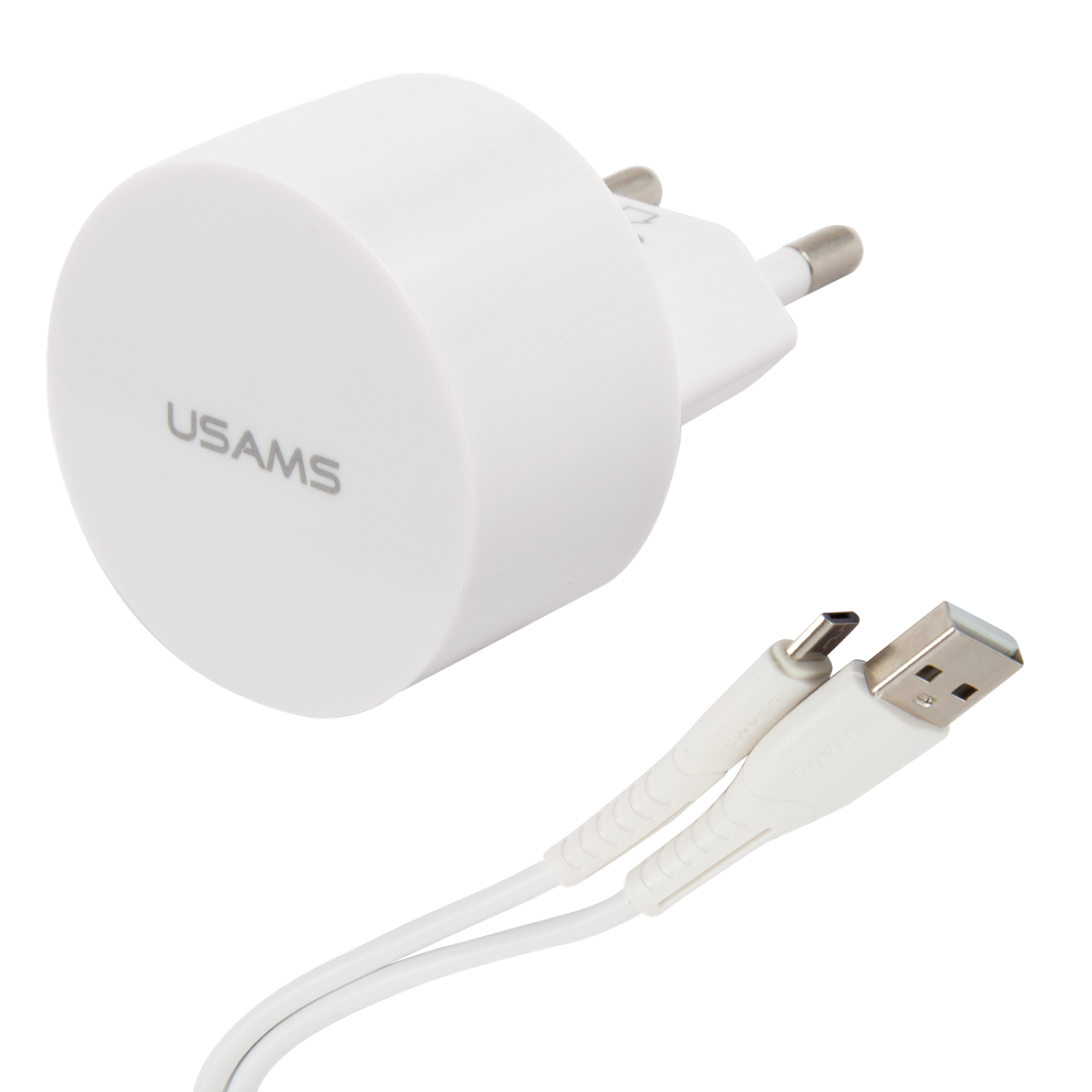 Сетевое ЗУ USAMS Модель Send-Tu Series Set 2 USB белый в комплекте кабель Micro USB U35 - фото 2