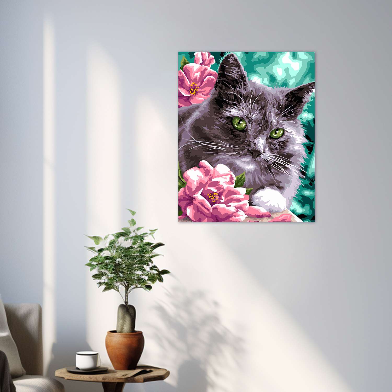 Картина по номерам LORI Котик в цветах 40х50 см на холсте с деревянным подрамником - фото 11